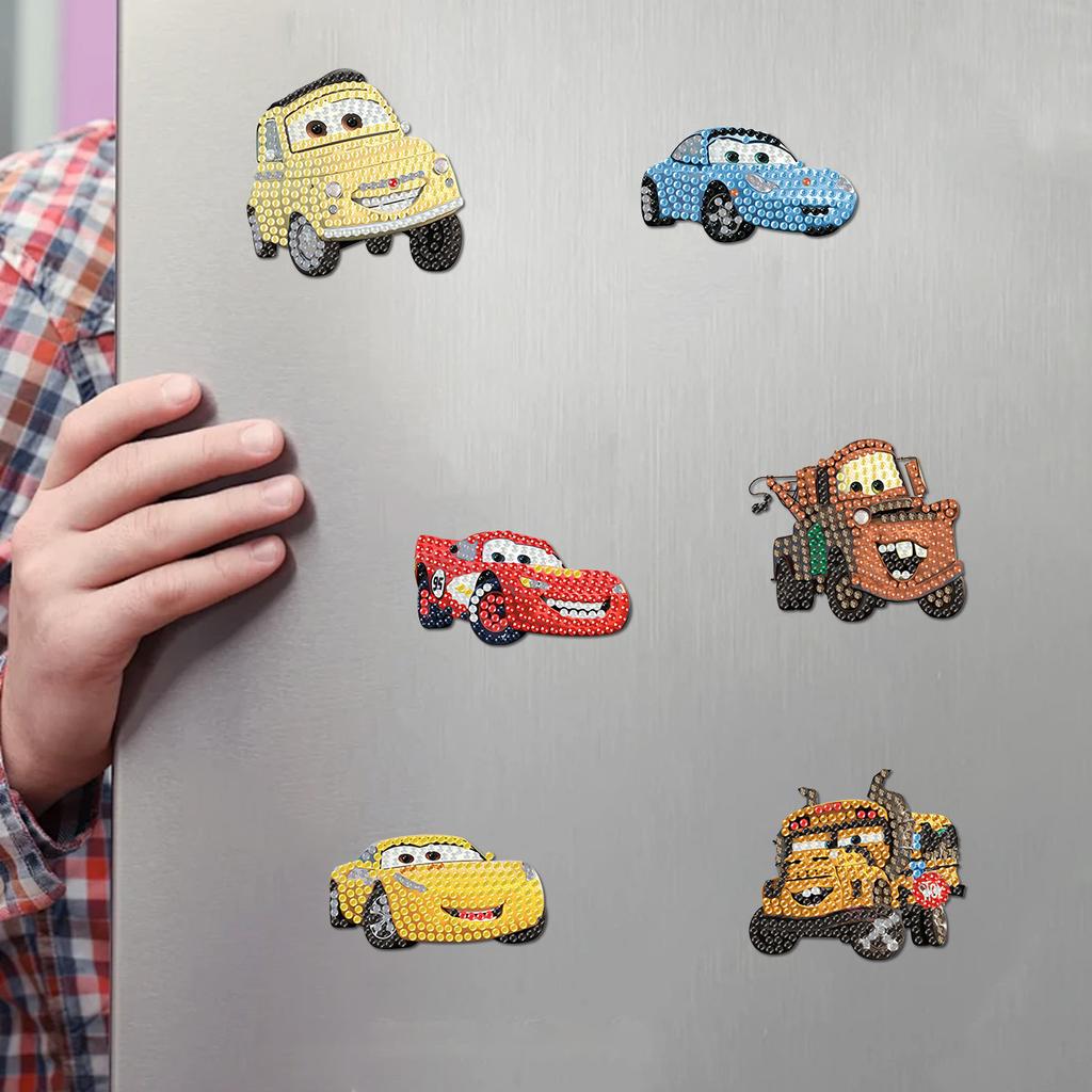 DIY Diamond Painting Refrigerator Magnets, Disney Cars, Cross-stitch Round Diamond Handicraft Home Decoration Gift