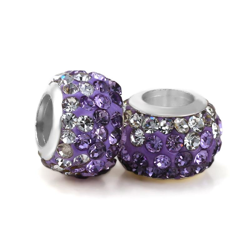 Silver Plated Macroporous Resin Glass Beads for Charms Bracelet Necklace Keychain Women Girls Jewelry Gifts