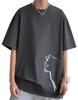 Prinior Summer Cotton Printed Cute Cat Plus Sizes Soft To the Loose Round Men's T-Shirt, Gray, Design, 3/4 Sleeves, Comfortable, Available, Touch,