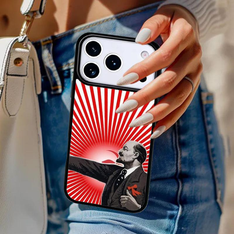Lenin Soviet Union Flag Phone Case For iPhone 17 Air 14 15 13 12 Max Cover For Apple 16e 11 Pro Max Plus Coque