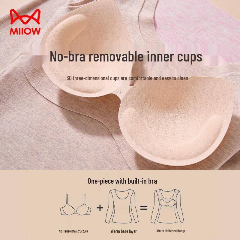 MHR Women's De Velvet Cashmere & Silk Thermal Long-Sleeve Top with Built-in Bra