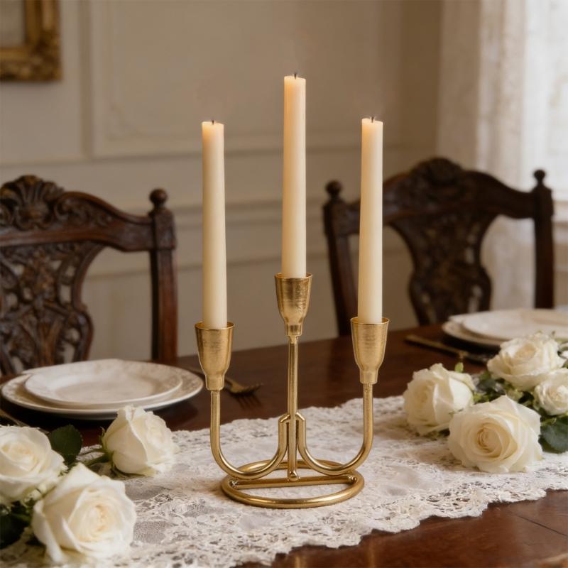 Retro 3 Arm Iron Candelabra Taper Candlestick Candle Holders For Table Centerpiece And Ambients Lighting Home Decoration