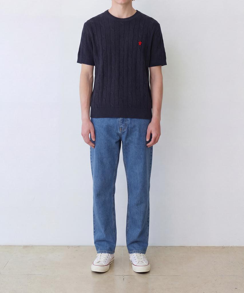 Edeunbeoleokeulleob High-Twist Linen Cable S/S Knit (Navy)