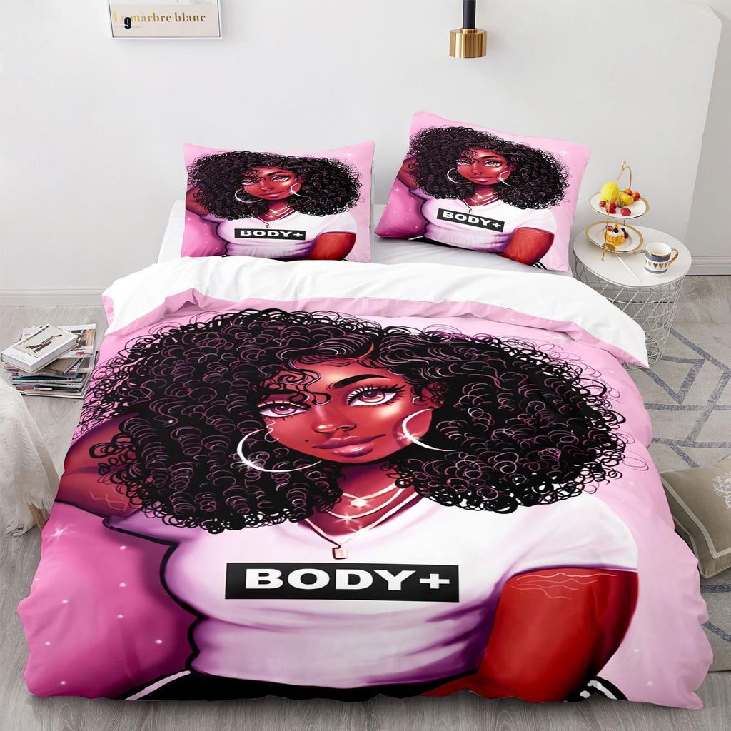 American Black Girl Duvet Cover Black Girl Magic Pillowcase Bedding Set Boys Girls Bedroom Decoration Gift Single Double Size
