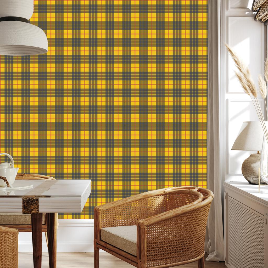 Yellow Checkered Wallpaper Gold and Brown for Living Room and Bedroom 50x1000