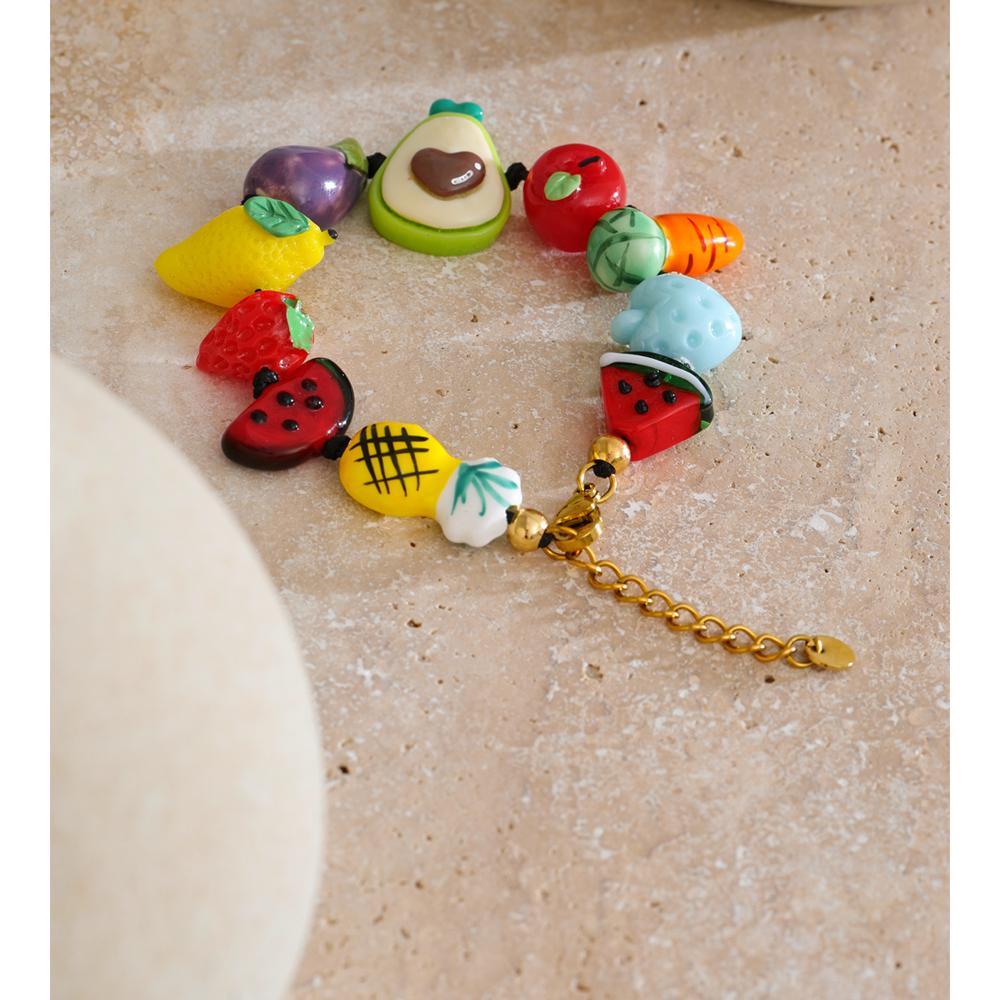 Eetit Plastic Ceramic Fruit Watermelon Chain Sweet Bracelet Bangle Stylish Sweet Design Stainless Steel Arrivals Jewelry Gift