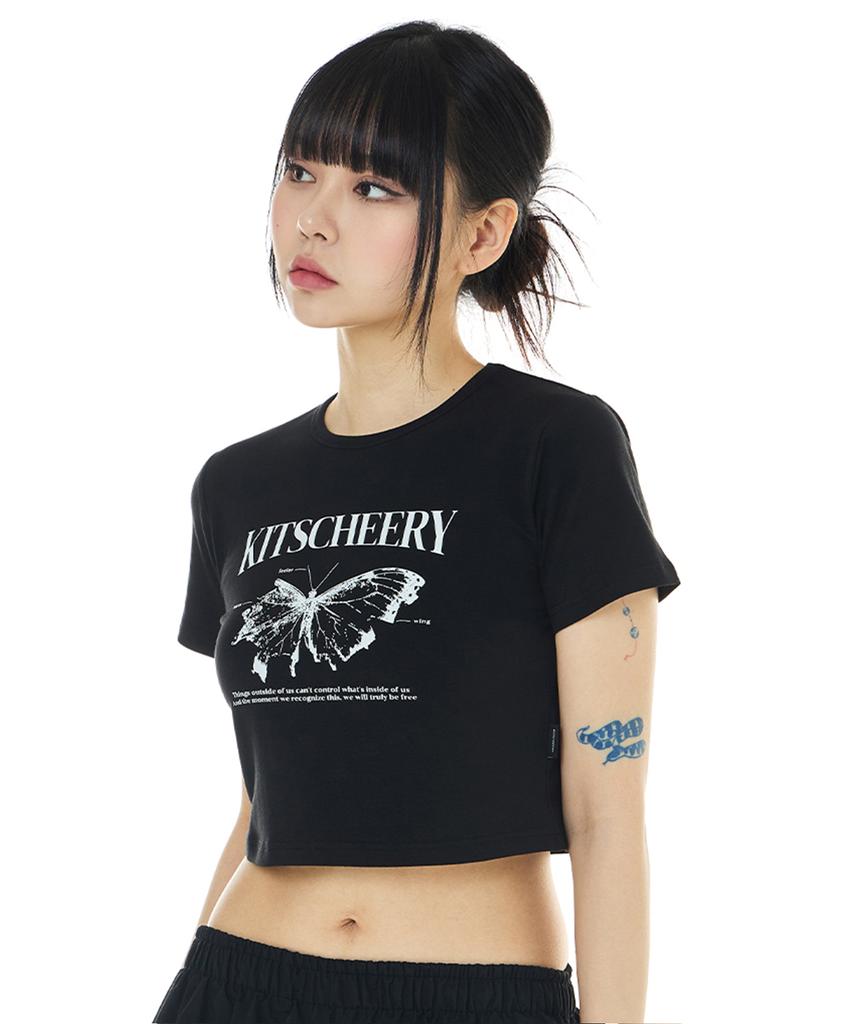 Kichieoli Butterfly Crop Tee (Black)
