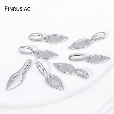 Trendy Rhodium Plated Leaf Pendant Bail Connector Clasps, Brass Glue-On Pendant Bails For DIY Fashion Jewelry Making Accessories