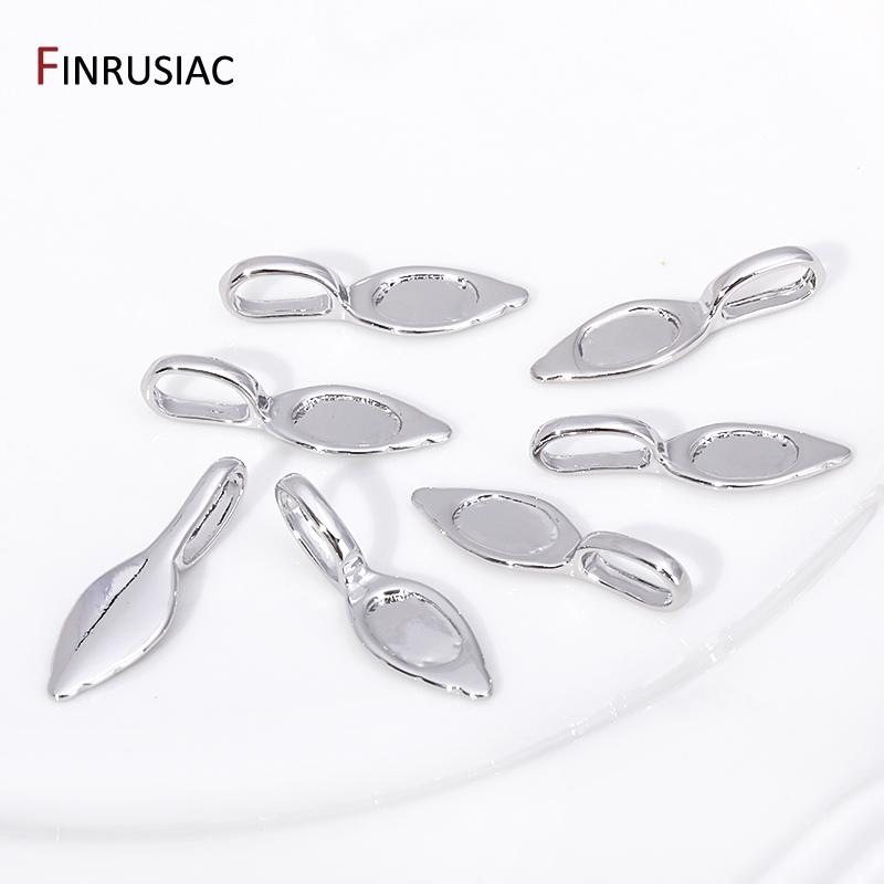Trendy Rhodium Plated Leaf Pendant Bail Connector Clasps, Brass Glue-On Pendant Bails For DIY Fashion Jewelry Making Accessories