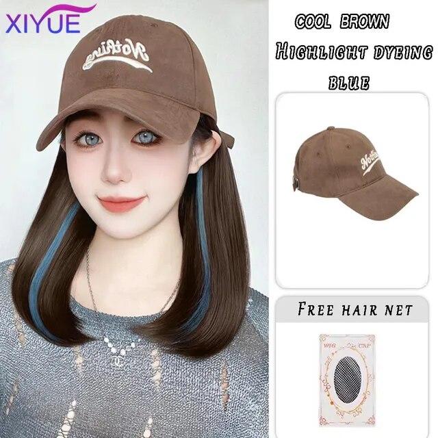 Kapelusz peruka kobiece długie włosy jednoczęściowy kobiecy fason leniwe lekko kręcone włosy czapka z daszkiem peruka pełne nakrycie głowy