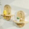 Rattan Wall Shelf,Wooden Hanging Storage Shelves Decorative Floating Shelves Living Room,Play Rooms,Bedroom Wall Decors
