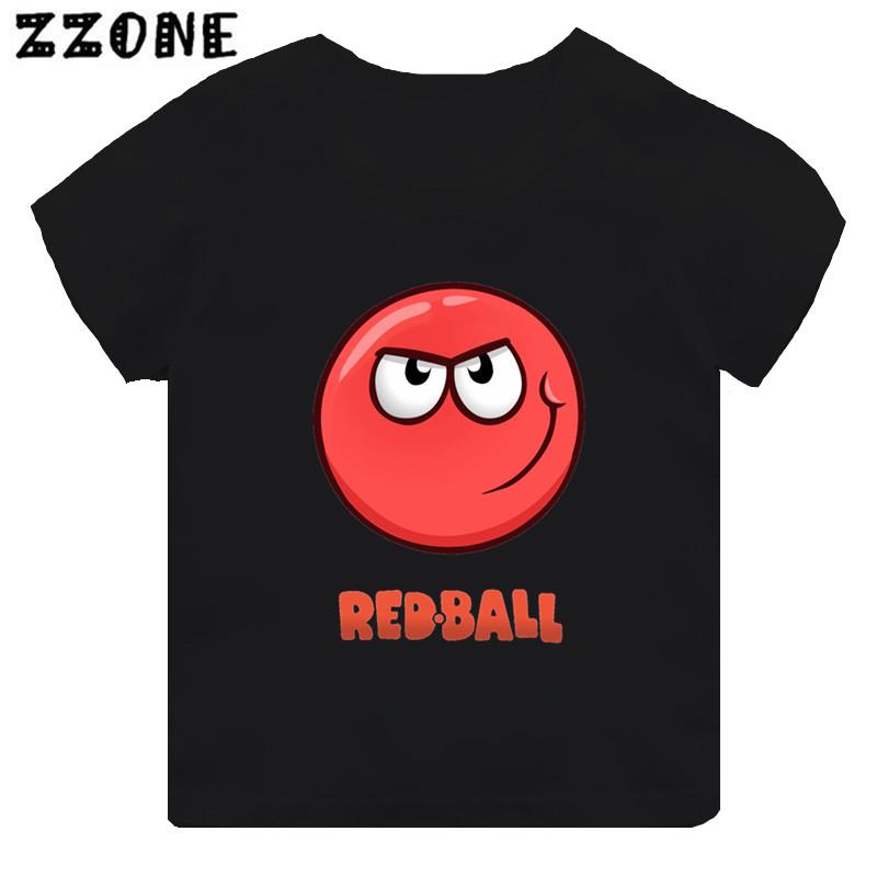 Hot Sale Red Ball 4 Print Cartoon Kids T-shirt Funny Girls Clothes Baby Boys Black Short Sleeve T Shirt Children Tops