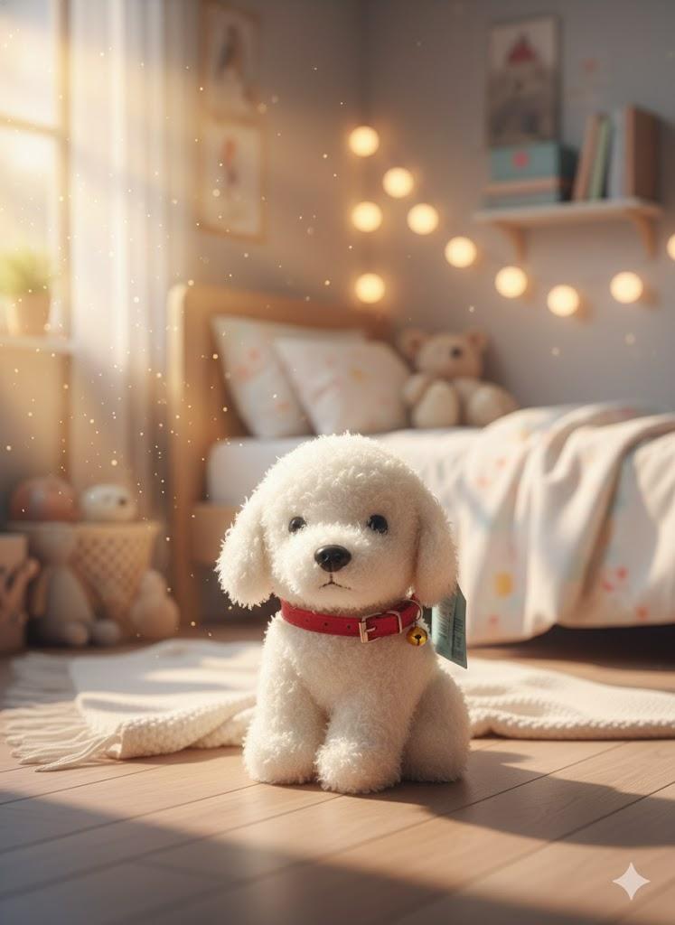 

М яка іграшка собака Мальтіпу Maltipoo кучерявий цуценя з нашийником біла 23 см 23 білий