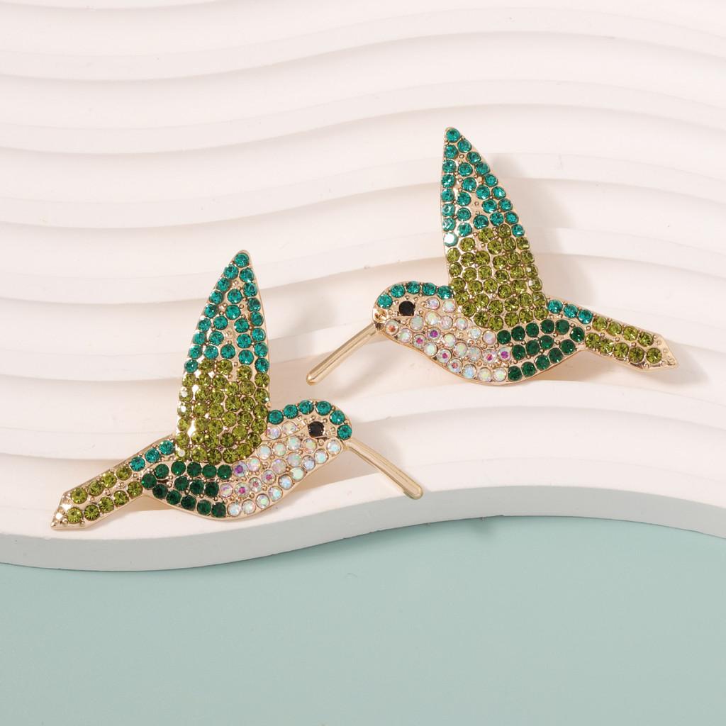 Pinkdudu Hummingbird Rhinestone Earrings Fashion Forward Alloy Studs with Colorful Crystal Details PD156