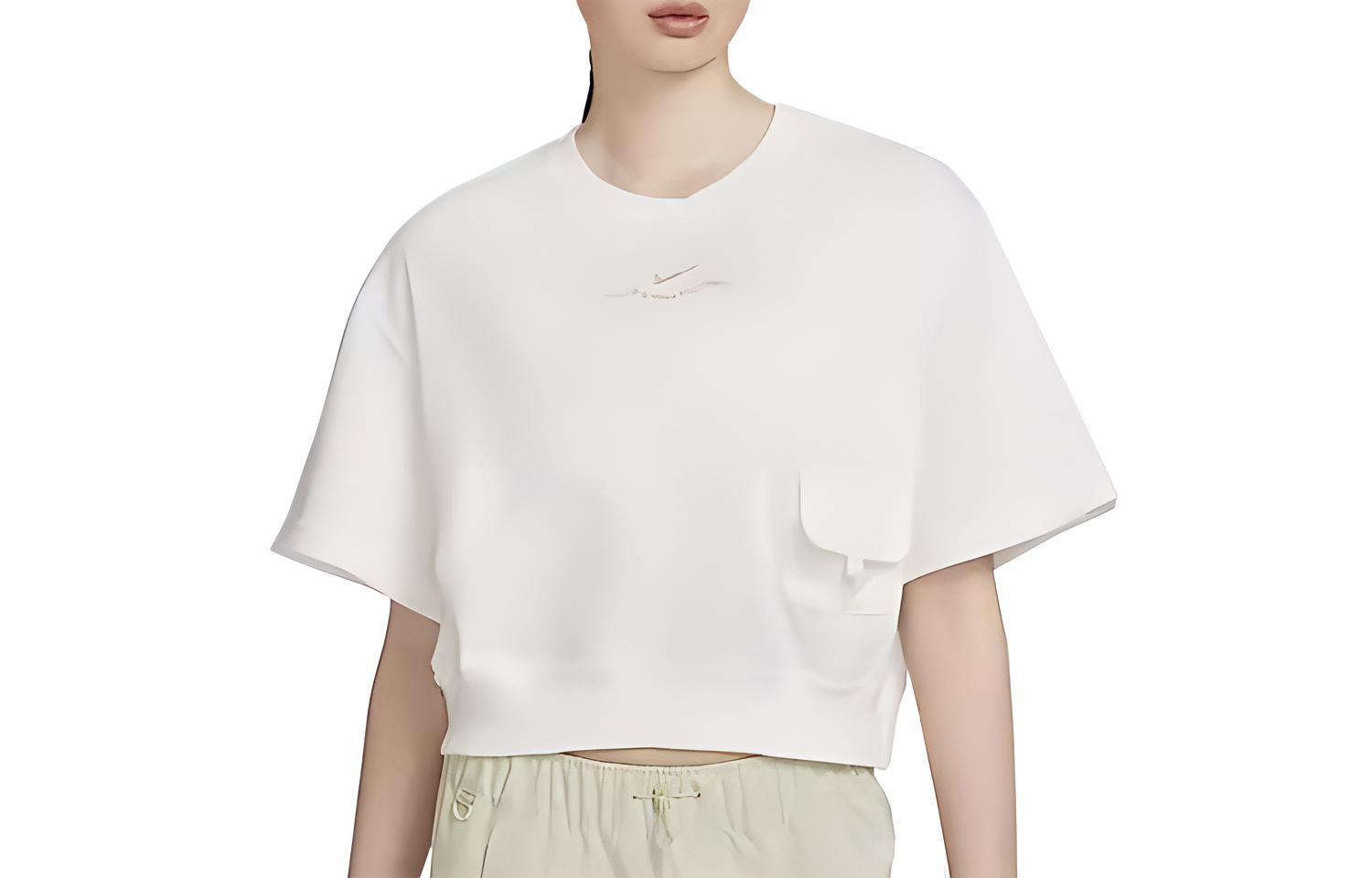 Nike Drop Shoulder Sleeve T Shirt Women s Sail White HF6176-133 L