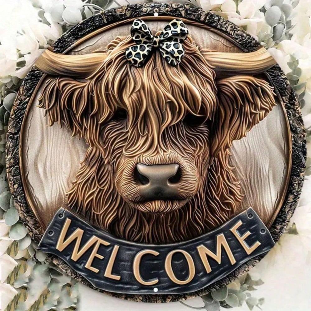 Metal Gingerbread House Wreath Christmas Decor 8 Inch Round Wall Art for Home Bar Cafe Indoor Outdoor Holiday