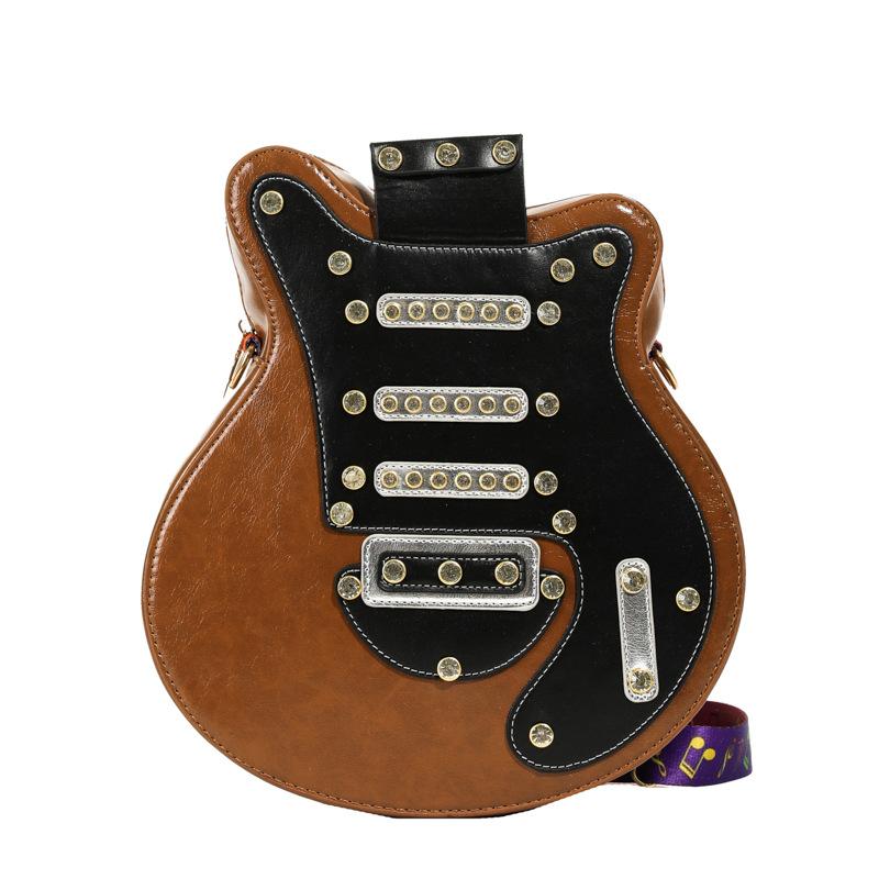 Personalized guitar bag 2025 new Korean version fashion rivet shoulder bag ins Internet celebrity women's backpack