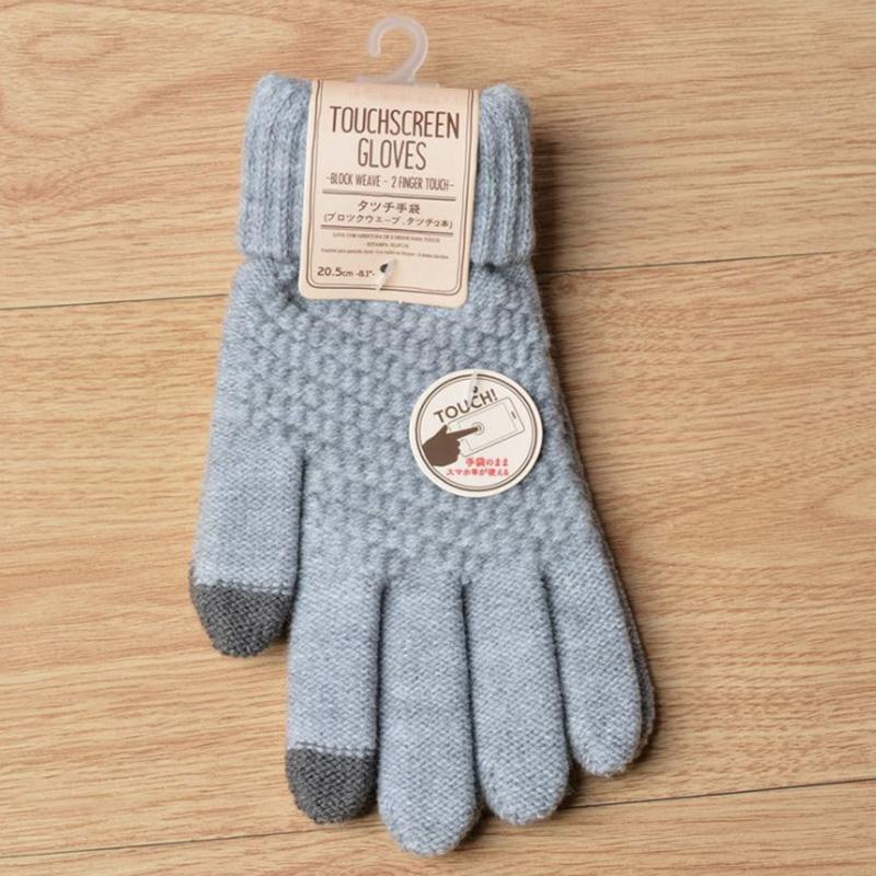Winter Touch Screen Gloves Women Men Warm Stretch Knit Mittens Imitation Wool Full Finger Guantes Female Crochet Thicken