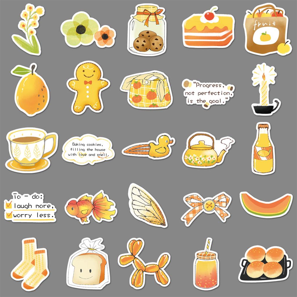 50 Graffiti-Sticker vom Salztyp Gelb Klein Frisch Handgemalt Dekorative Handyhülle Wasserbecher-Sticker