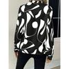 Women's Fashion Casual Spring Autumn Colour Block Print Long Sleeve V-Neck Blouses Shirts
