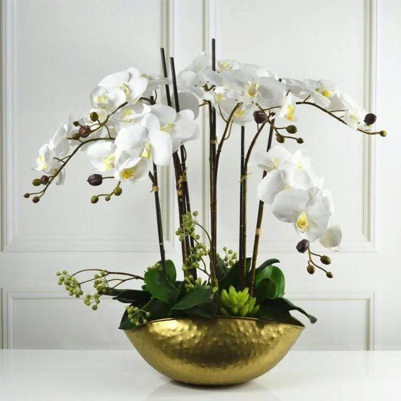Large Size Golden Bowl Pot Vase Jubao Pot Flower Planting Handmade Iron Flower Pot for Home Hotel Decorative Gift Metal