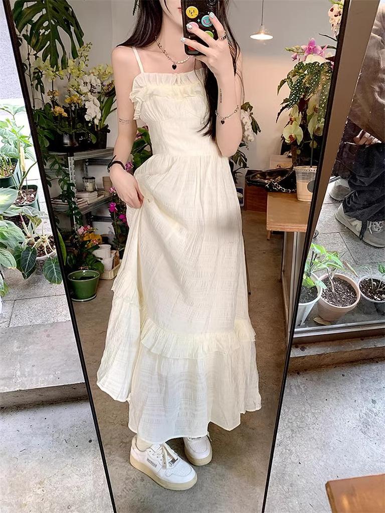 Summer 2026 New Women's Small White Dress Suspender Dress Long Dress Small French Fairy