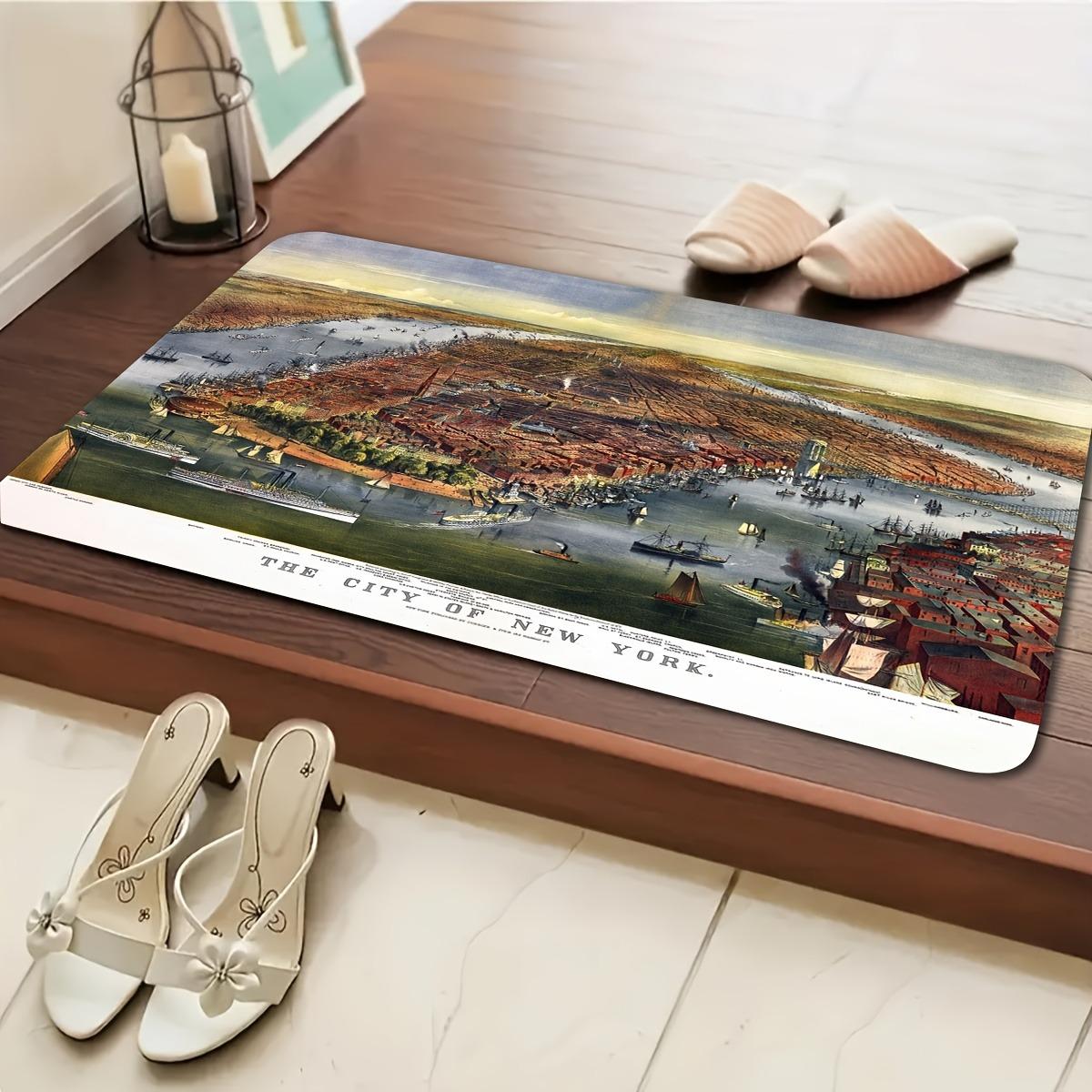 

1PC Historic New York City Kitchen Rug Non-Slip Door Mat Pop design Bathroom Rug Bath Mat Carpet for Home Sink Laundry Decor 40cm x 60cm