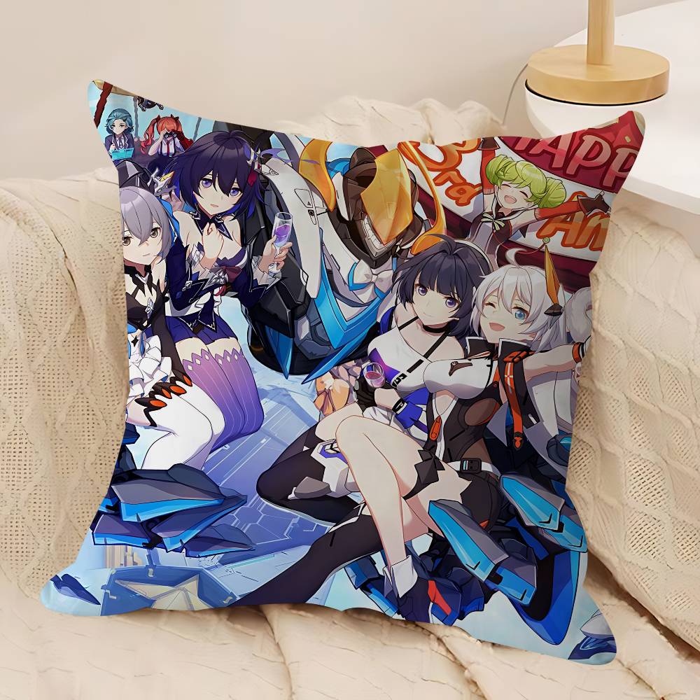 H-HONKAI IMPACTs Office Cushion Pillowcase Car Cushion Cover45X45CM Lumbar Pillowcase Sofa Pillowcover