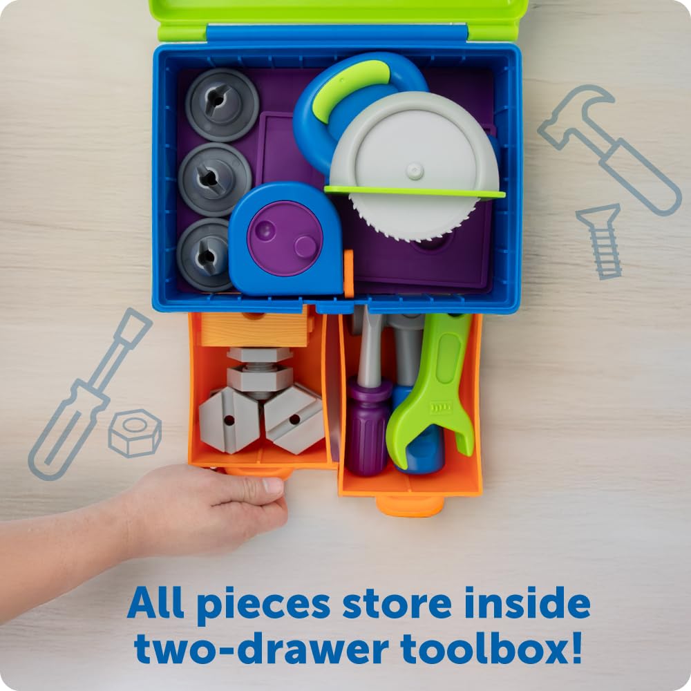 Learning Resources All-in-One Toolbox, 18 Pieces, Play House Toy, LER9754, Authentic