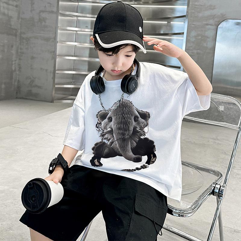 

Boys 2025 White Summer Short-Sleeved T-Shirt 140 cm зелений