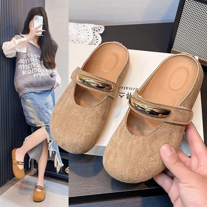 Flat-bottomed Bag Head Women's Spring Lazy Leisure New Soft-bottomed Versatile Mary Slippers