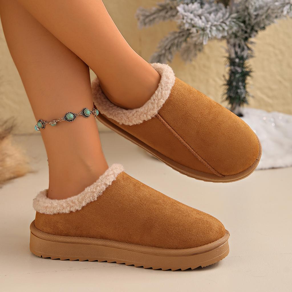 Winter 2025 Warm Fluffy Woman Slippers Soft Bottom Non Slip Thick Plush Clogs Women Casual Platform House Inddor Shoes Slides 45