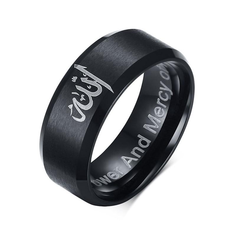Vnox Classic Men Ring Stainless Steel Wedding Jewelry Horus Cross Casual Male Band