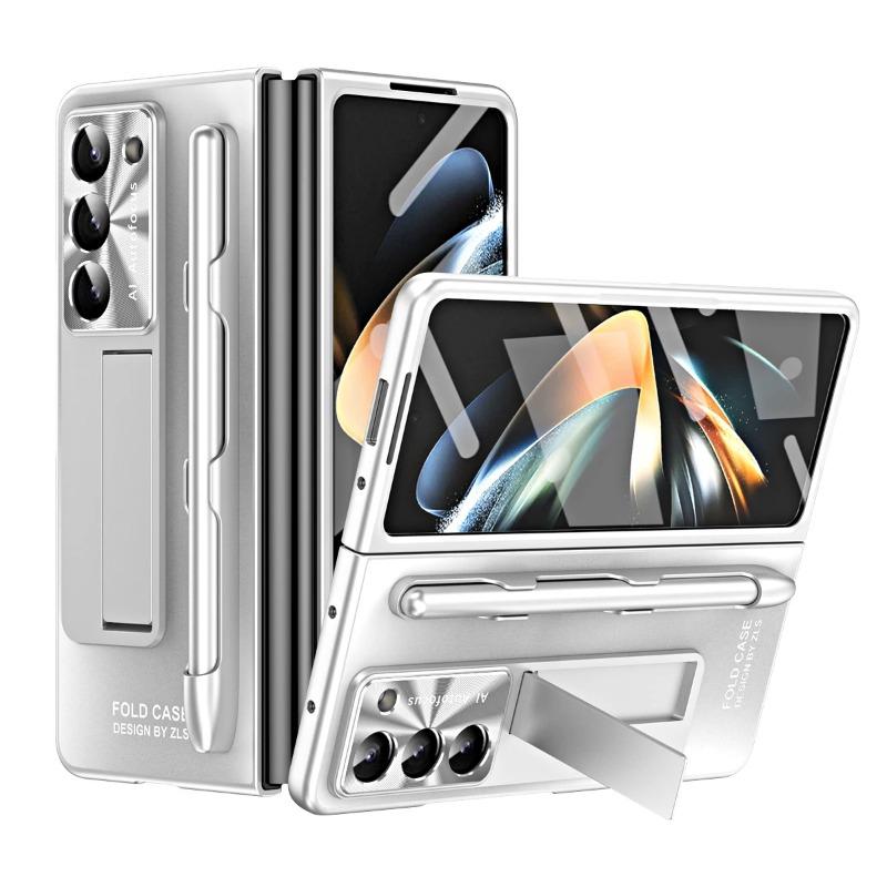 Mattierte Kunststoffhülle Slim Stifthalter Ständer Schutzfolienabdeckung für Samsung Galaxy Fold 6 5 4 3 Ständerhülle mit Halter