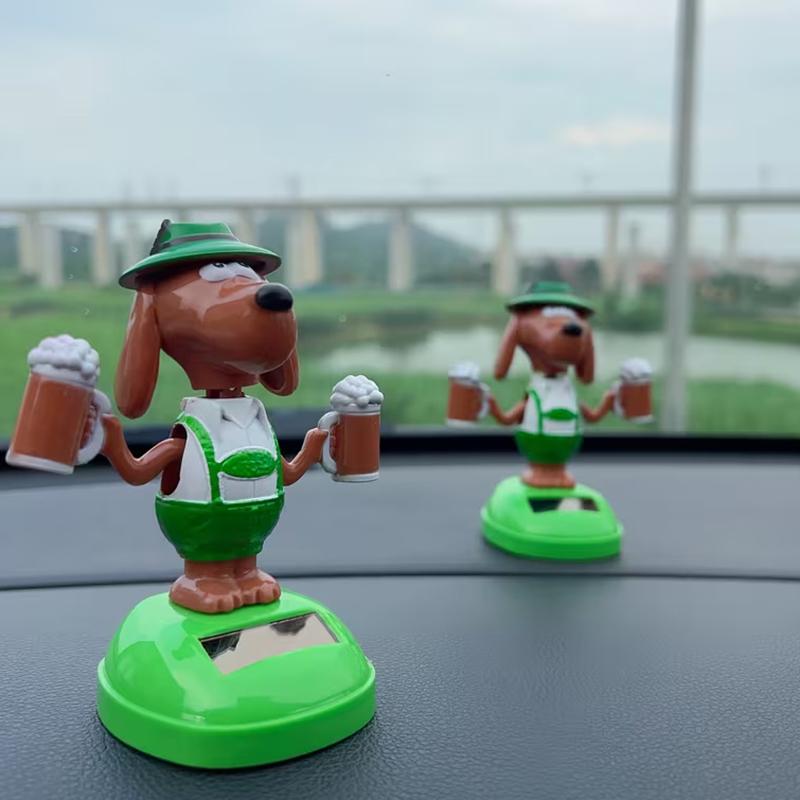 New Creative Puppy Car Figurine Features Two Glasses In Its Hands Resembling Overflowing Beer Hops Unique Car Ornament