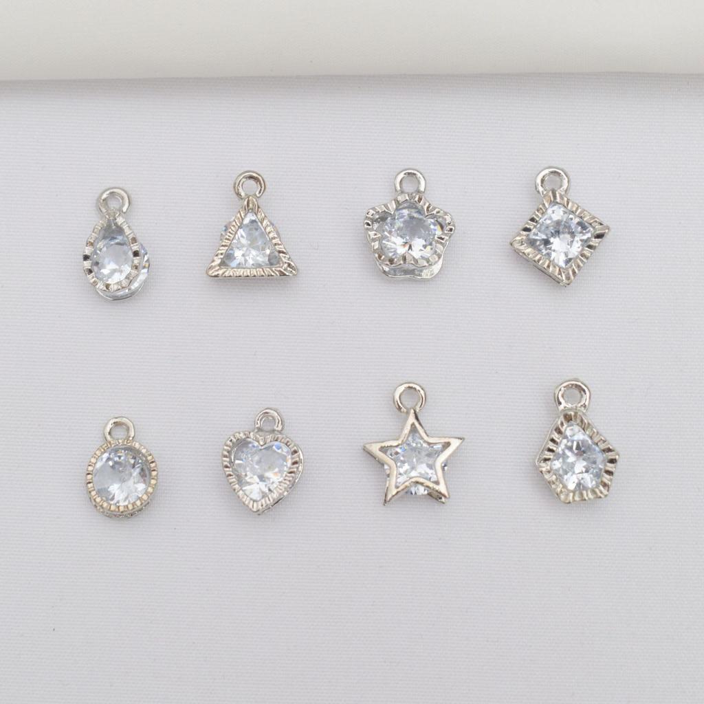 50 stk Zirkon Smykketilbehør Diamant Pentagram Hjerteformet Vanndråpe Krystall Zirkon Lite Anheng DIY Armbånd Halskjede Anheng