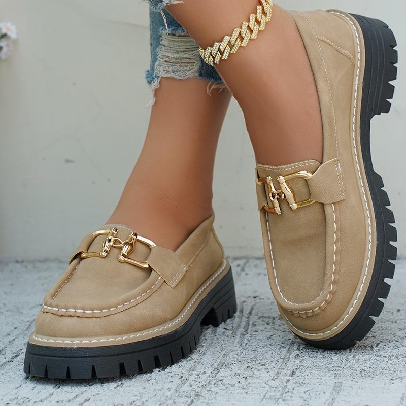 Small Leather Shoes Women's Spring and Autumn New Fashion Versatile Retro Casual Thick Heel Platform Single Shoes