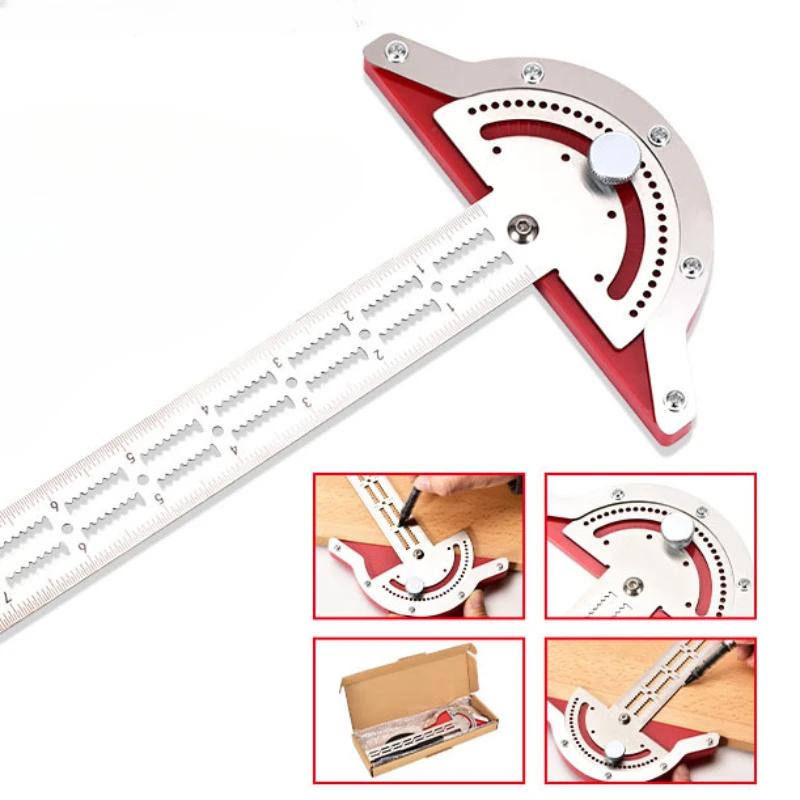 Woodworking Ruler Edge Ruler Stainless Steel Scale Clear Angle Measuring Tool