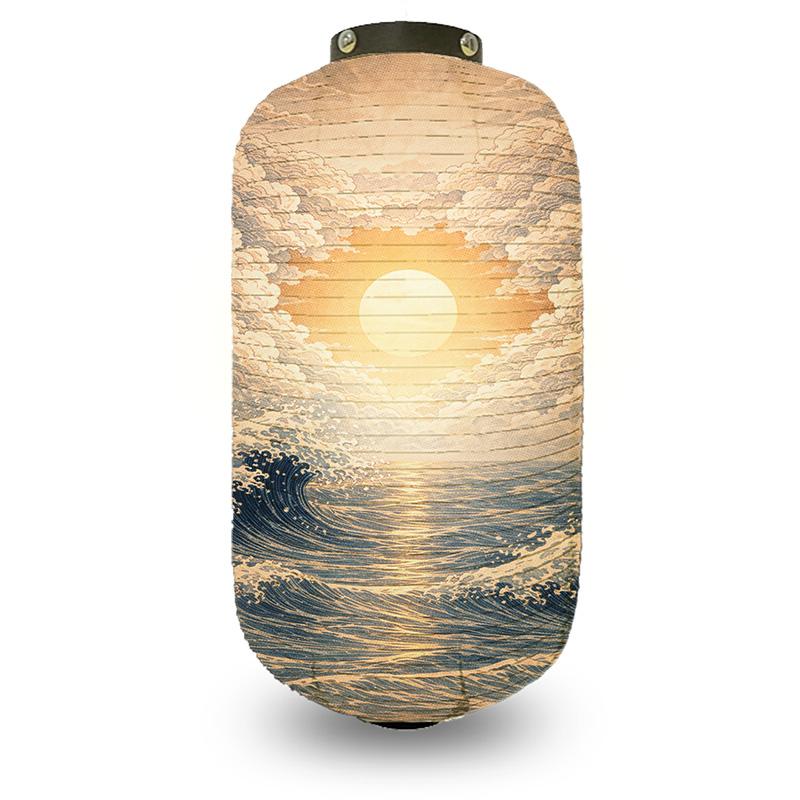 Japanese Style Ukiyo-e Traditional Sea Wave Printed Lantern Hanging Cloth Lantern Izakaya Restaurant Cuisine Wedding Party Decor