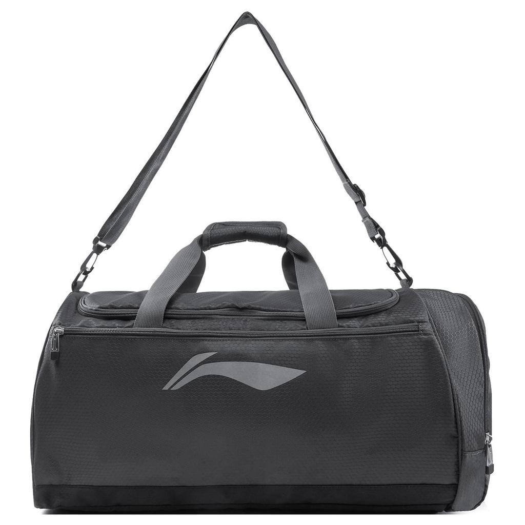 New LiNing Fitness Series Polyester Crossbody Bag, Shoulder Bag, Gym Bag Large Unisex Black & Gray ABLV009-1