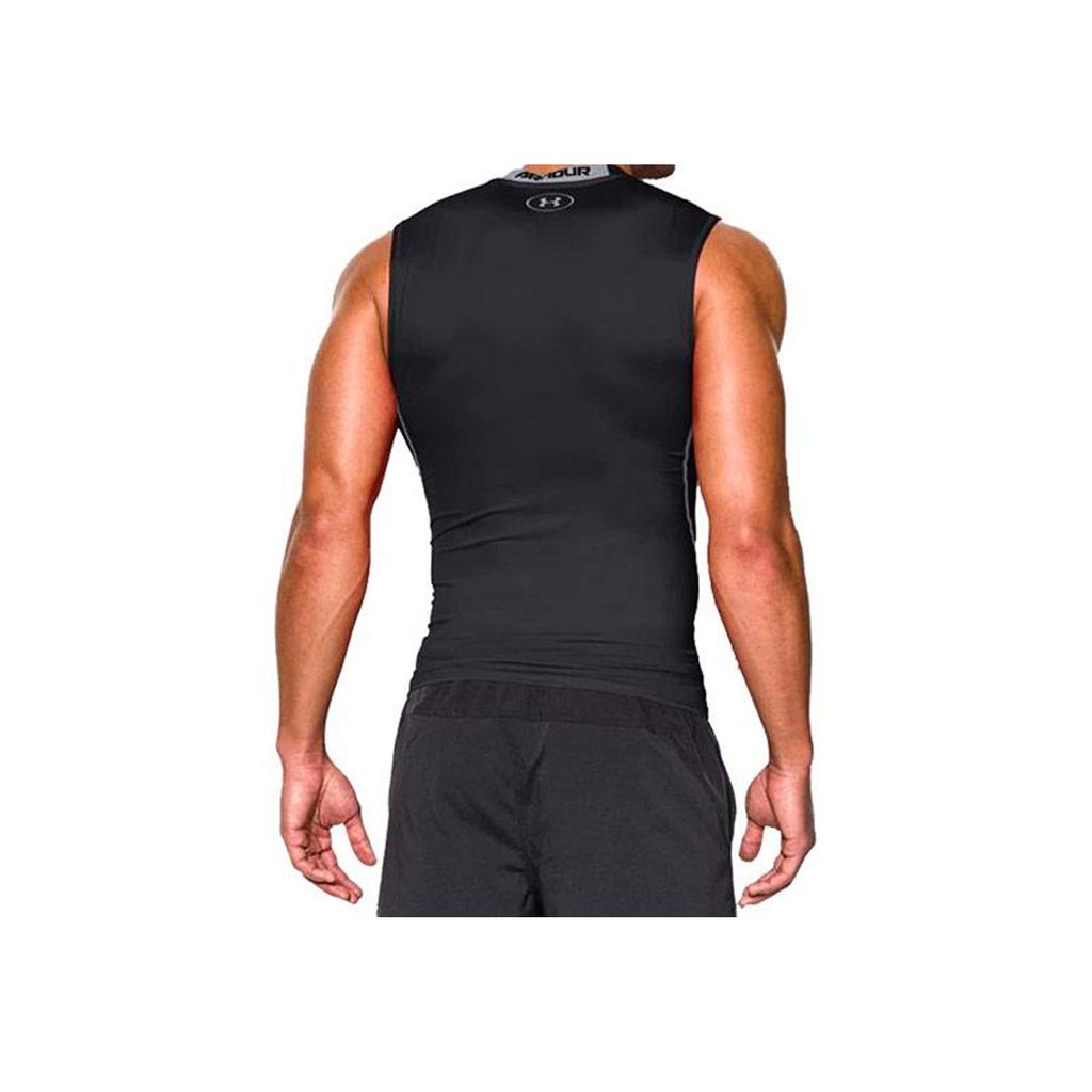 Under Armour Tricou sport compresiv fără mâneci, cu guler rotund, pentru bărbați, negru, 1257469-001