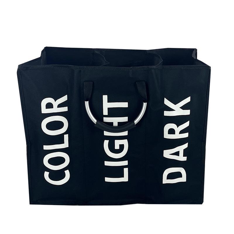 

Three-Grid Oxford Cloth Laundry Bag with Aluminum Handle 60*32*49 cm чёрный