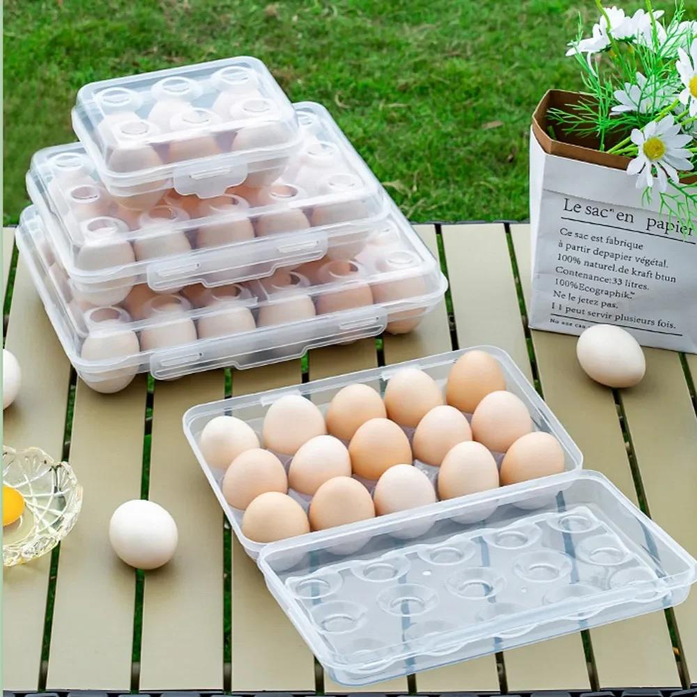 Egg Holder Plastic Egg Storage Box Egg Organizer for Fridge Portable  Tray with Lid for Refrigerator Camping Hiking Outdoor