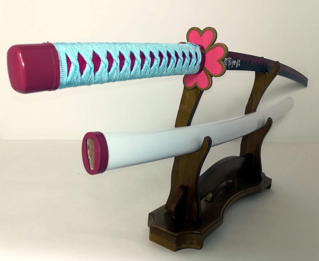 Wooden replica Nichirin sword by Mitsuri Kanroji, demon slayer, cosplay, interior decoration, Japanese sword, katana, weapon, S335
