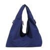 New Nylon Shoulder Tote Bag Waterproof Large Capacity Underarm Bag Solid Color Zipper Closure Shopping Bag for Women Girls