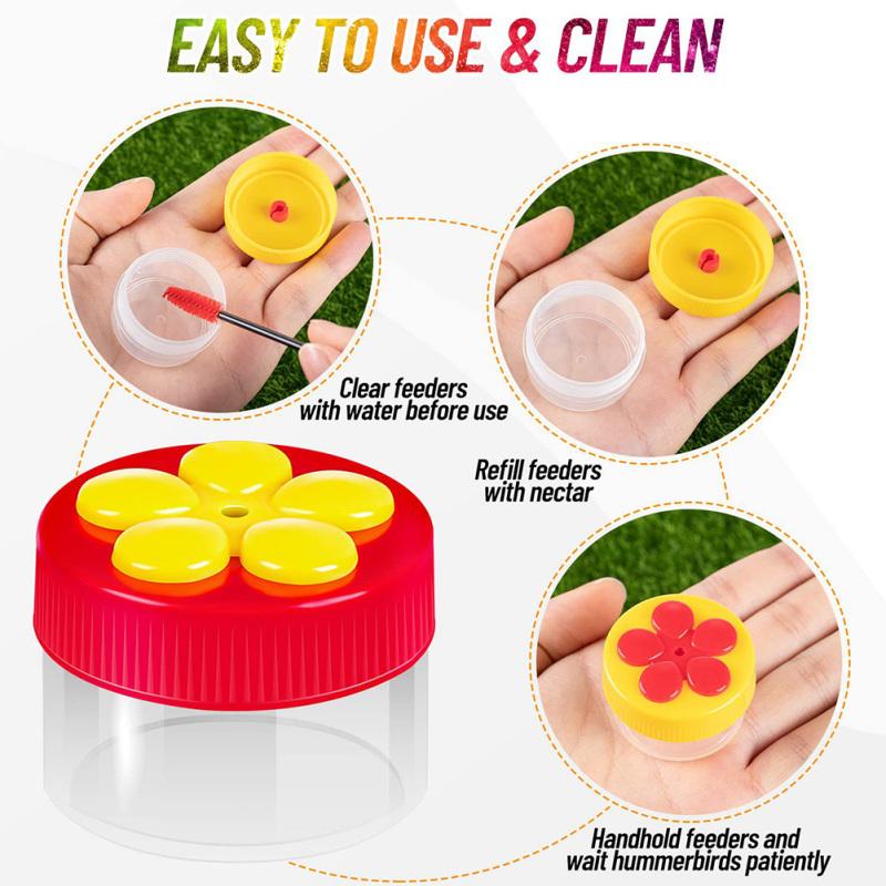Mini Flower Hummingbird Feeder Outdoor Handheld Bird Feeders With Cleaning Brush For Garden Yard