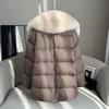High End Faux Fox Fur Detachable Large Lapel Fur Down Jacket for Women Winter Medium Long Loose White Goose Down Coats