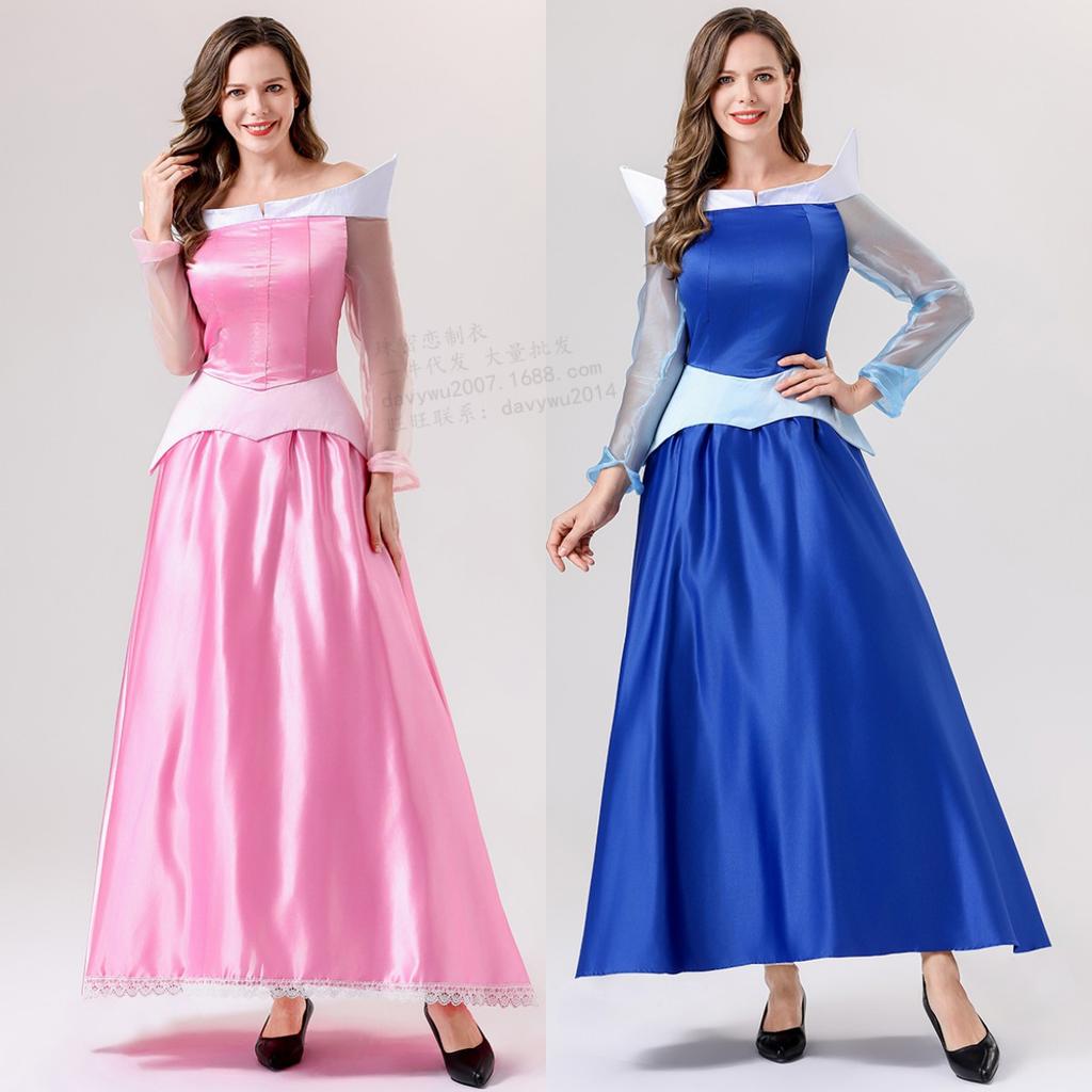 Halloween Princess Dress Cosplay Costume for Girls - Cinderella Aurora Sleeping Beauty Fairytale Gown Performance Outfit
