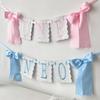 Bowknot One-Year-Old Birthday Cap Pink Blue Embroidery First Birthday Garland Lace Edge Ball Birthday Hat First Birthday