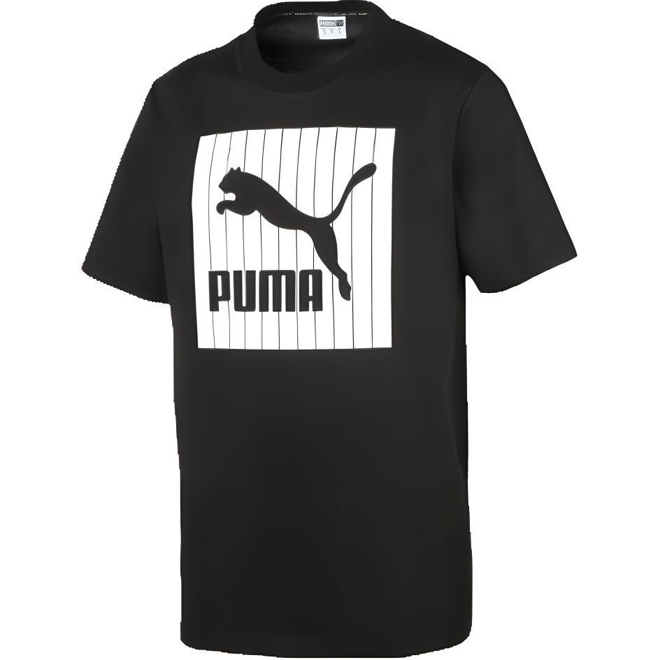 PUMA Sports Printing logo Round Neck Short Sleeve Black Men s 579871-01 M